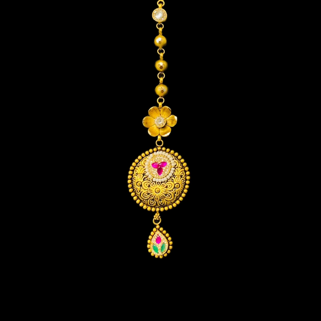Guinea 22K Gold Stone-Studded Maang Tikka