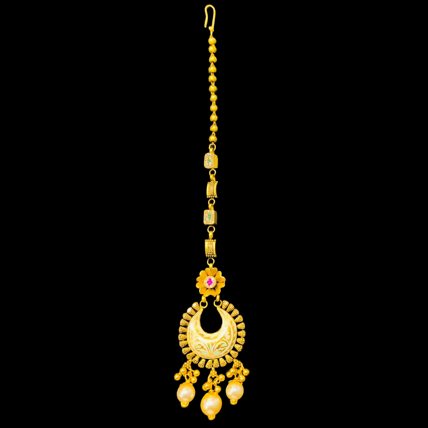 Guinea 22K Gold Stone-Studded Maang Tikka