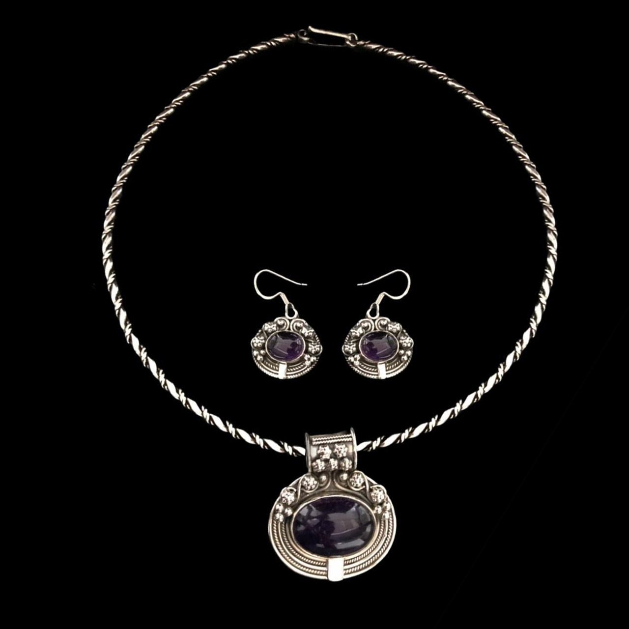 Guinea Silver Amethist Necklace Set (Fixed Rate)