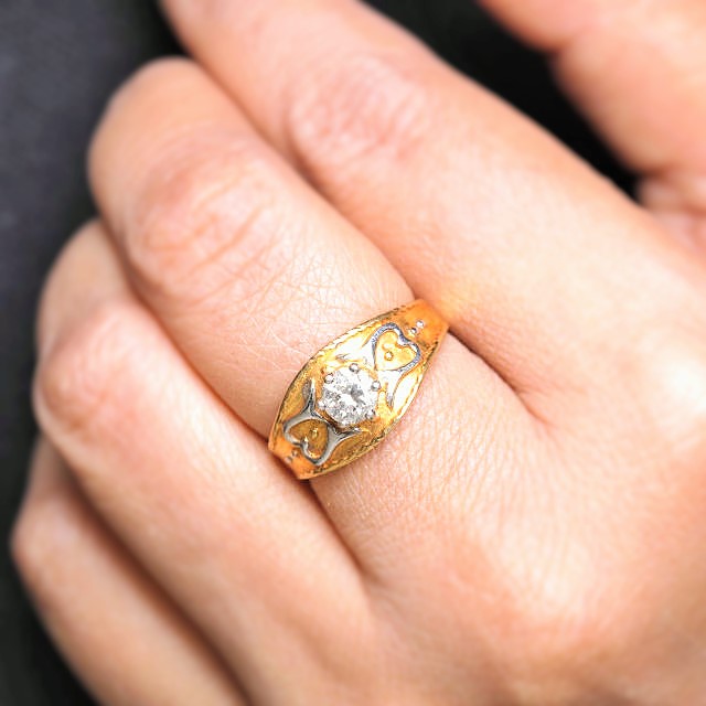 Mens Gold Single Stone Ring For Gents Single Stone And Diamond