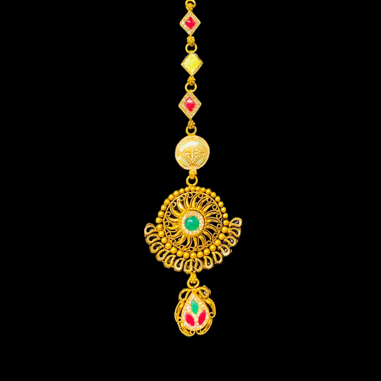 Guinea 22K Gold Stone-Studded Maang Tikka