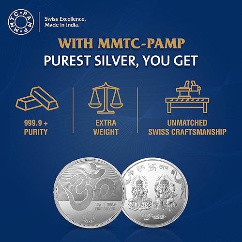 MMTC-PAMP 999.9 Purity of 10 Gram Silver Coin Ganesh Lakshmi