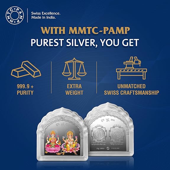 MMTC-PAMP 999.9 Purity Happiness Prosperity 50 Gram Silver Bar
