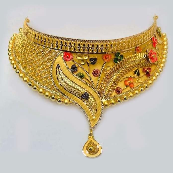 Antique Gold Choker Necklace - Krishna Jewellers