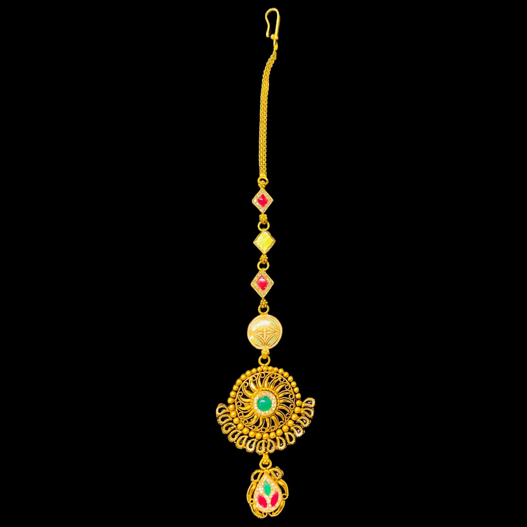 Guinea 22K Gold Stone-Studded Maang Tikka