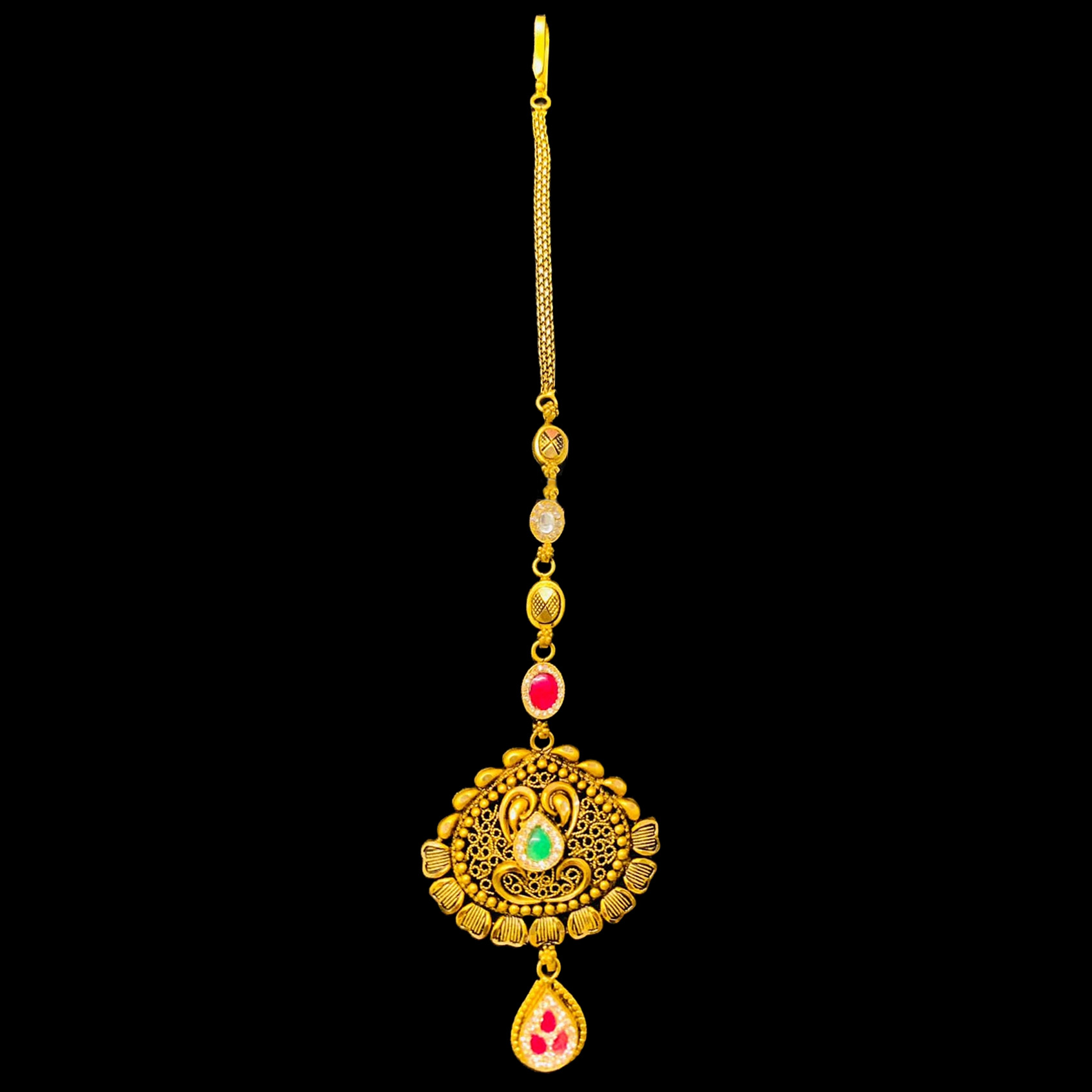 Guinea 22K Gold Stone-Studded Maang Tikka