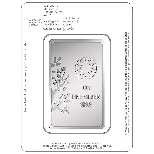 MMTC-PAMP 999.9 Banyan Tree 100 Gram Silver Bar