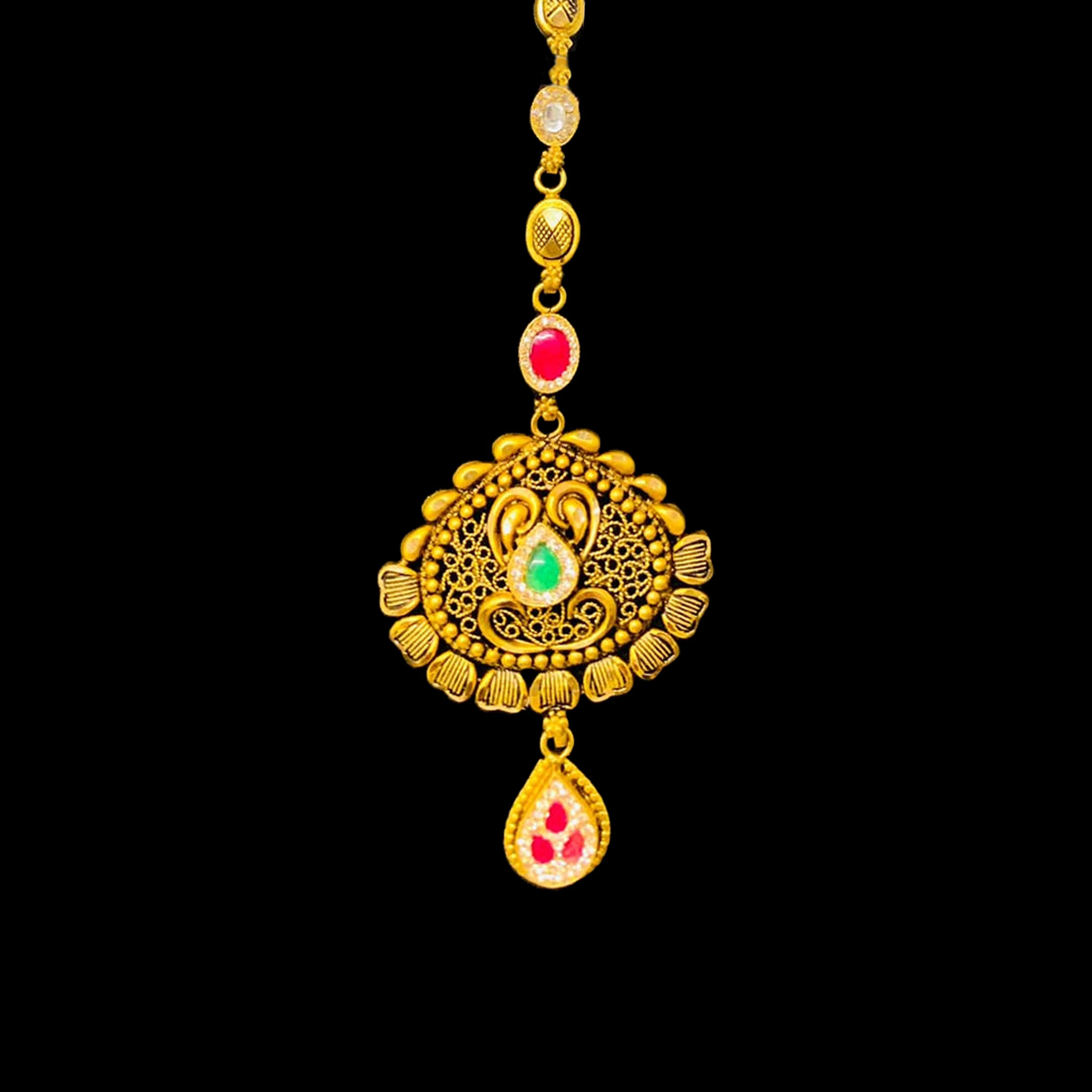 Guinea 22K Gold Stone-Studded Maang Tikka