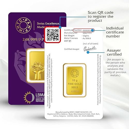 MMTC-PAMP Lotus Series 24k (999.9) Purity 10 Gram Gold Bar