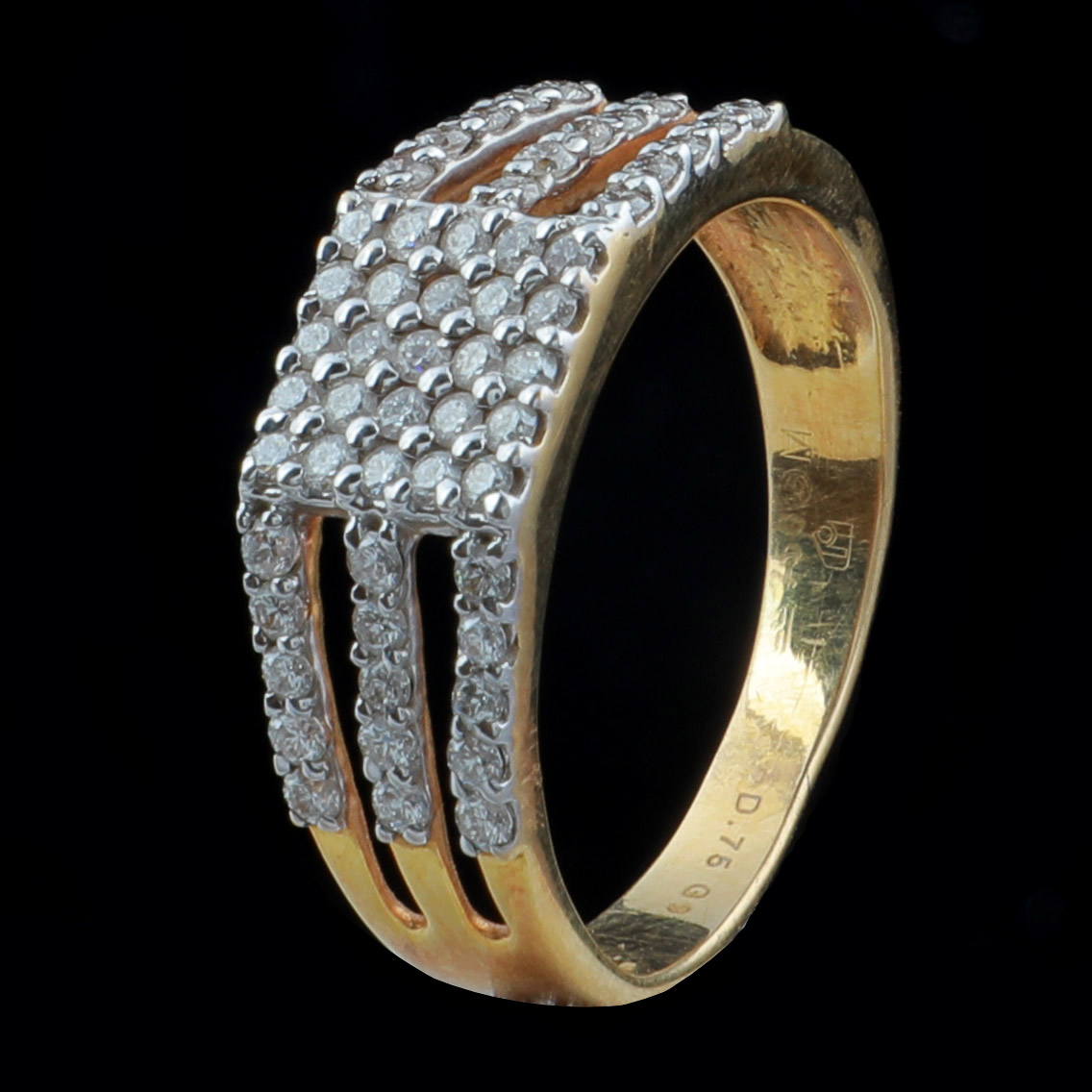 18ct Yellow & White Gold Diamond Gents Ring LR-6713