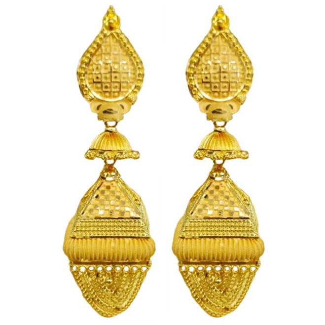 22K Gold Long Jhumka Model from Manubhai Jewellers  South India Jewels  Gold  earrings designs Gold jewelry fashion Gold jhumka earrings