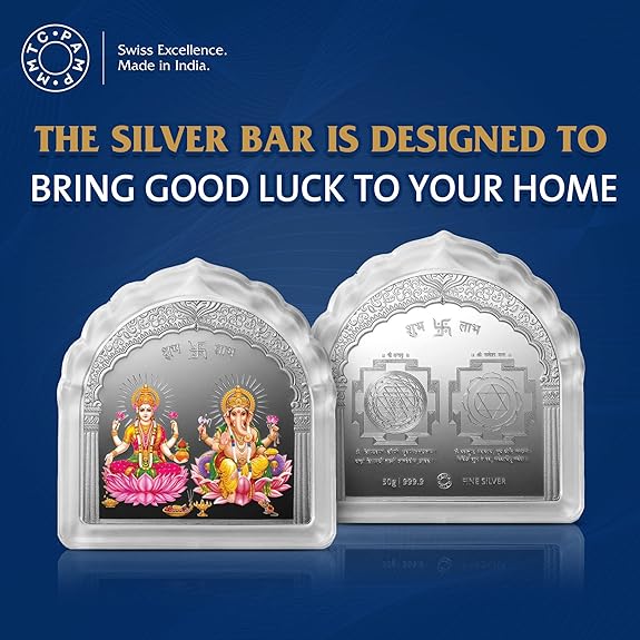 MMTC-PAMP 999.9 Purity Happiness Prosperity 50 Gram Silver Bar