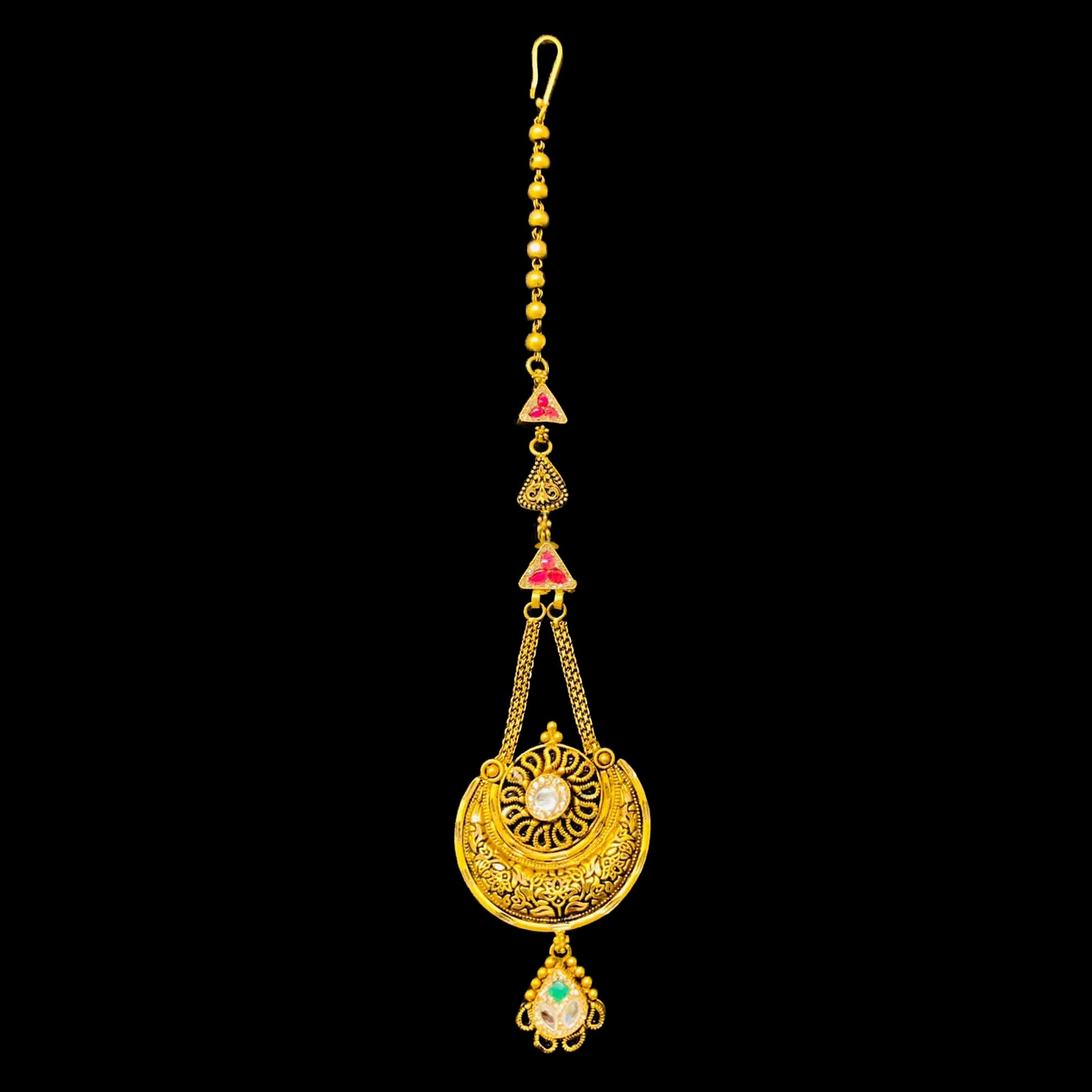 Guinea 22K Gold Stone-Studded Maang Tikka Guinea The Hallmark
