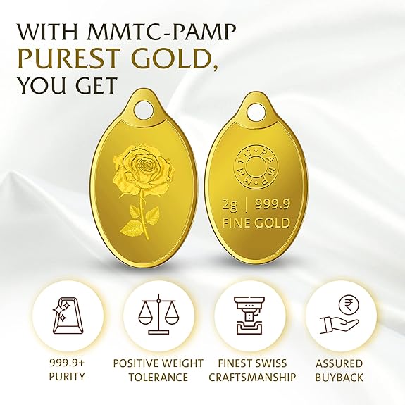 MMTC-PAMP 24k (999.9) Rose 2 gm Yellow Gold Pendant